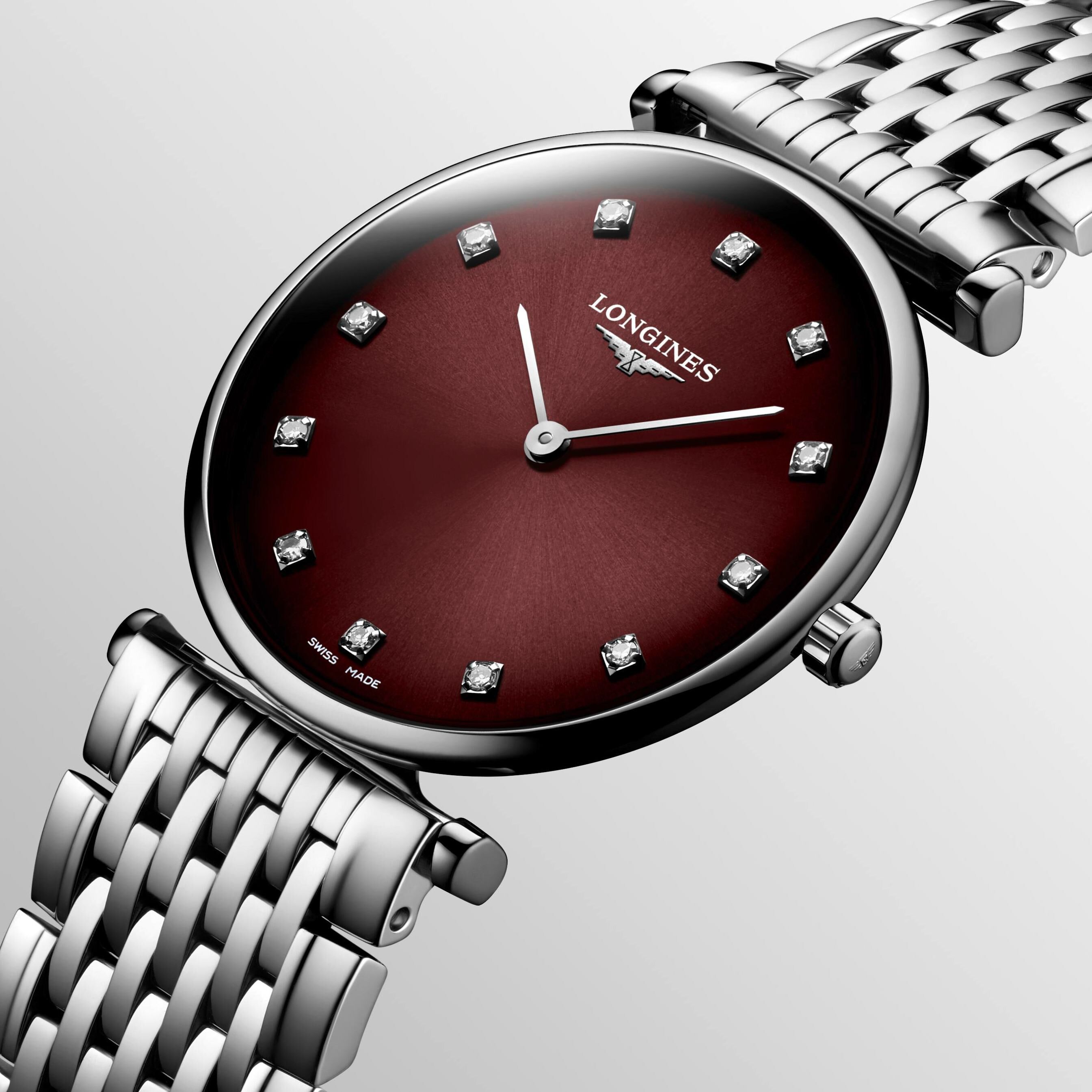 Longines watch La Grande Classique 29mm bordeaux quartz steel L4.512.4.91.6